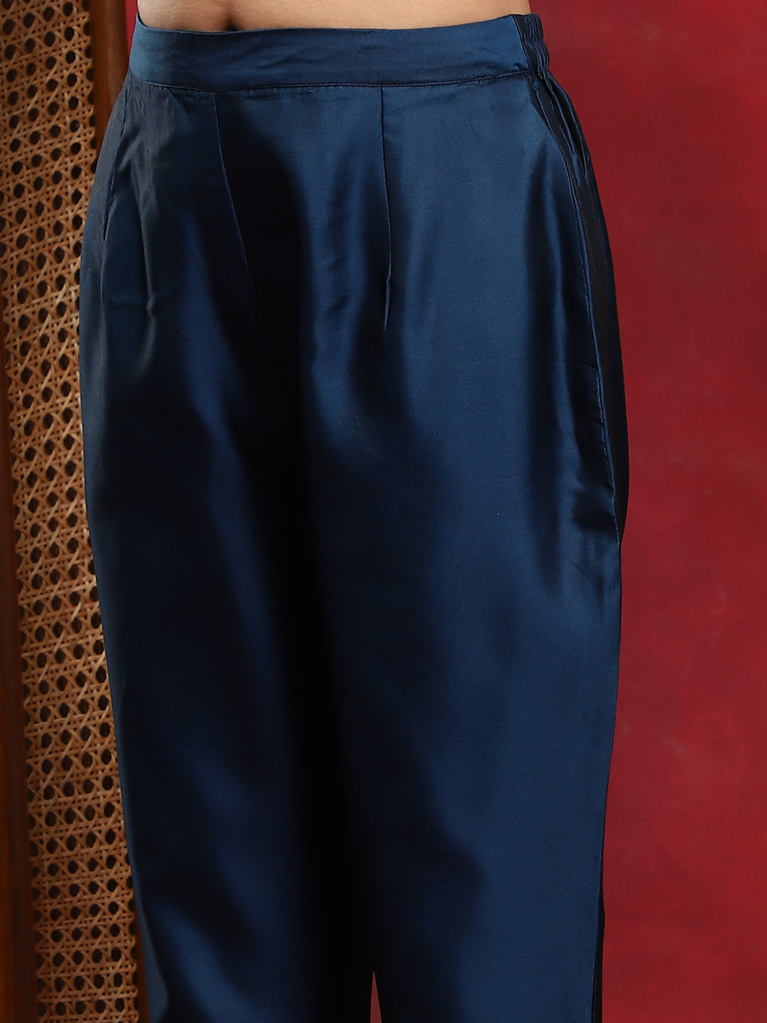 Blue Woven Designed Kurta Pant With Dupatta - Elganza