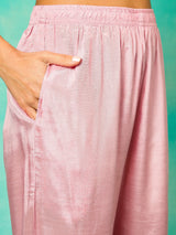 Pink Jacquard Kurta Pant With Dupatta - Elganza