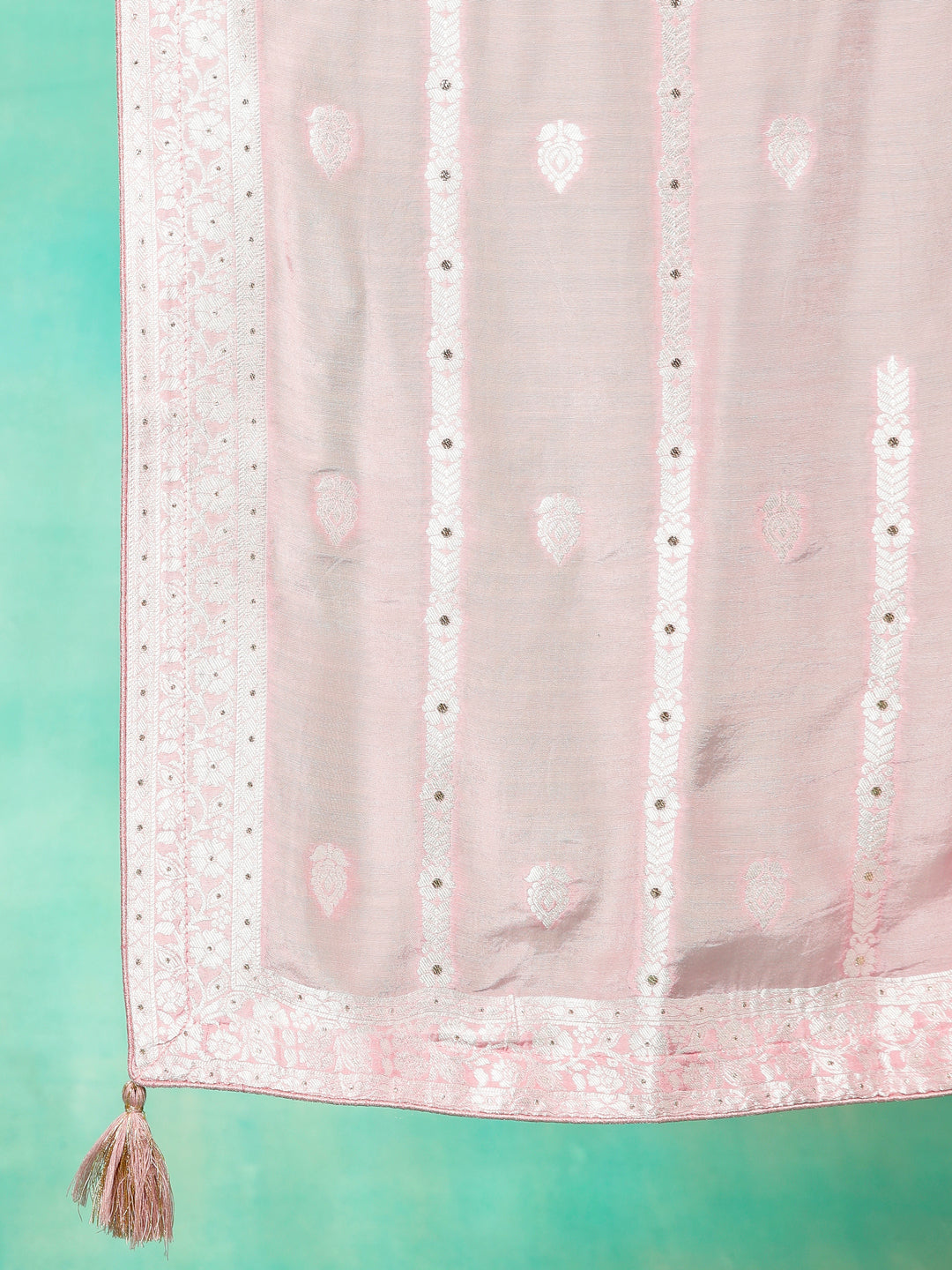 Pink Jacquard Kurta Pant With Dupatta - Elganza