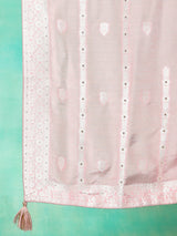 Pink Jacquard Kurta Pant With Dupatta - Elganza