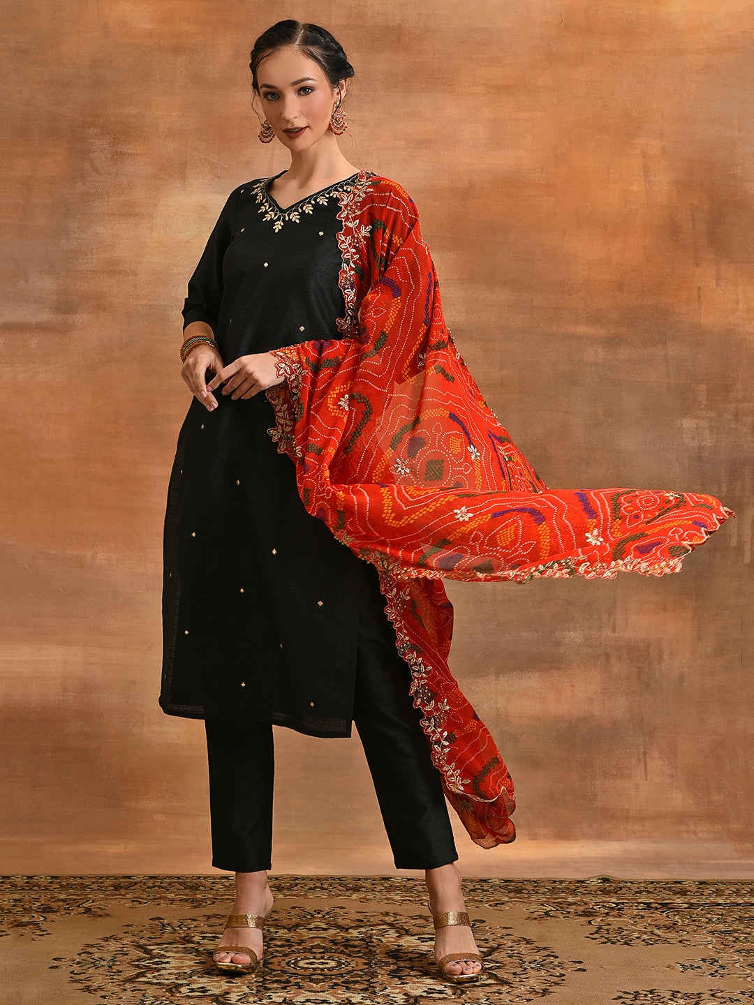 Black Embroidered Couple Combo Set