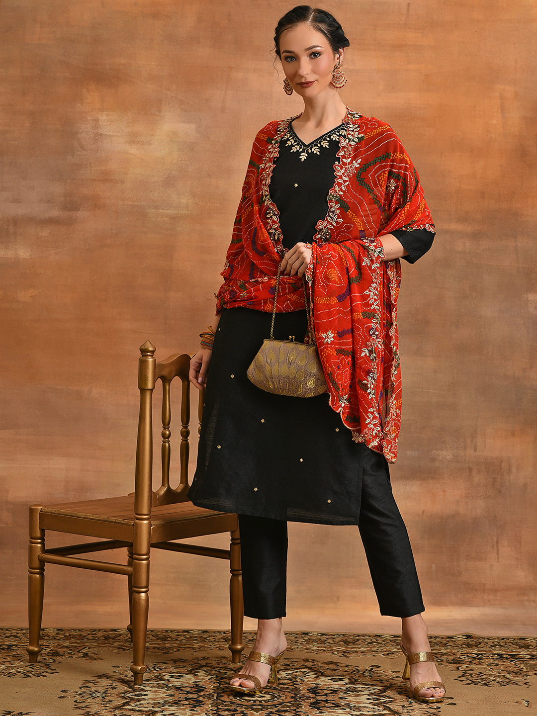 Black Embroidered Couple Combo Set