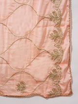 Pastel Blue Foil Print Kurta Palazzo With Dupatta - Elganza