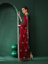 Green Kurta Pant With Gota Work Dupatta - Elganza