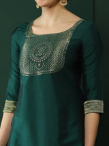 Green Kurta Pant With Gota Work Dupatta - Elganza