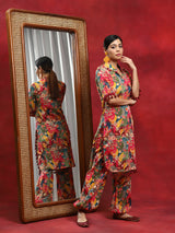Multicolor Floral Printed Pakistani Kurta With Salwar - Elganza