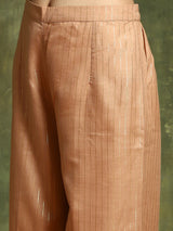 Green Lurex Designed Kurta Palazzo With Embroidered Dupatta - Elganza