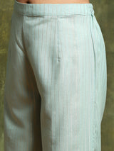 Rust & Green Lurex Designed Kurta Palazzo With Embroidered Dupatta - Elganza