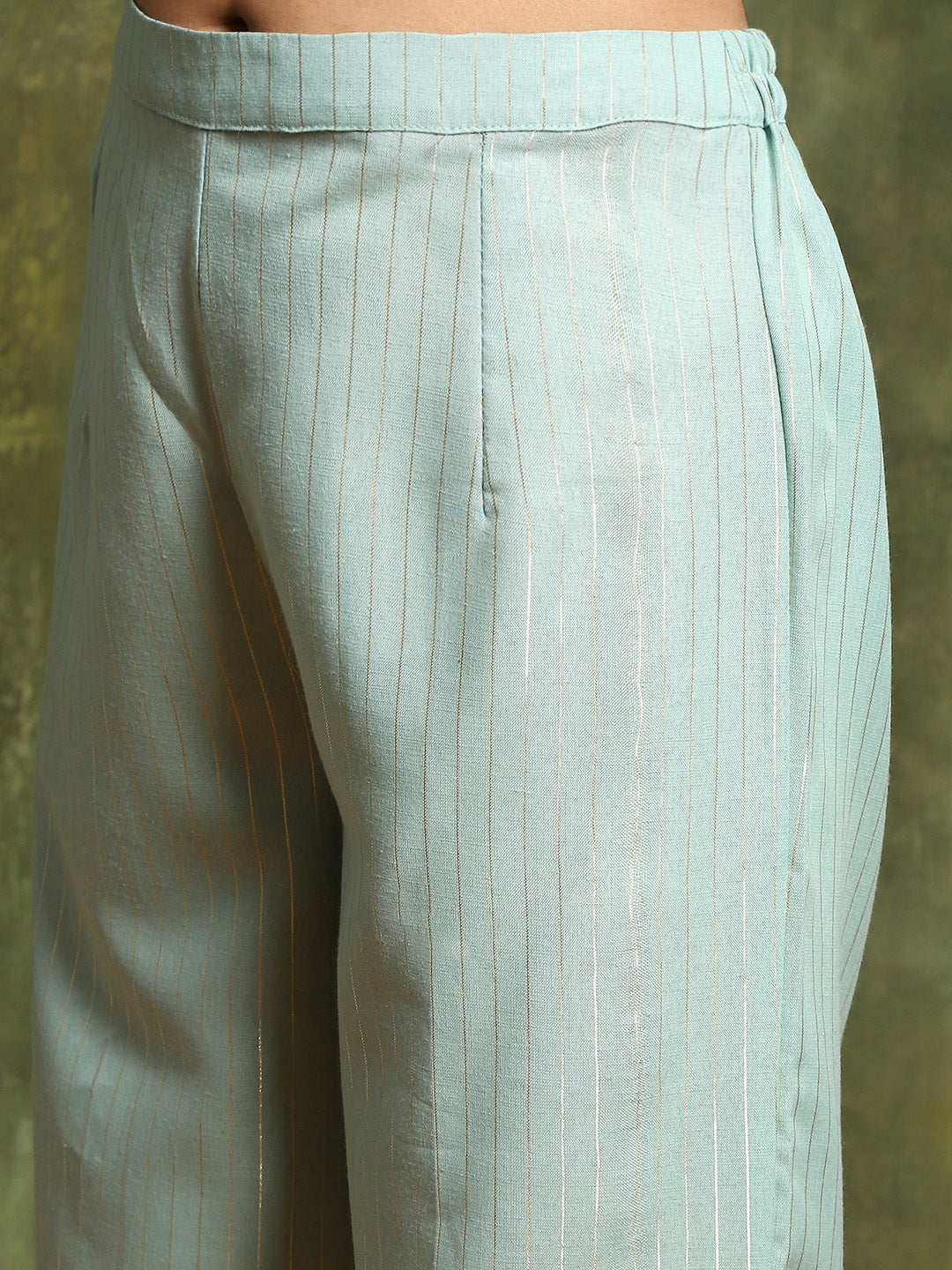 Rust & Green Lurex Designed Kurta Palazzo With Embroidered Dupatta - Elganza