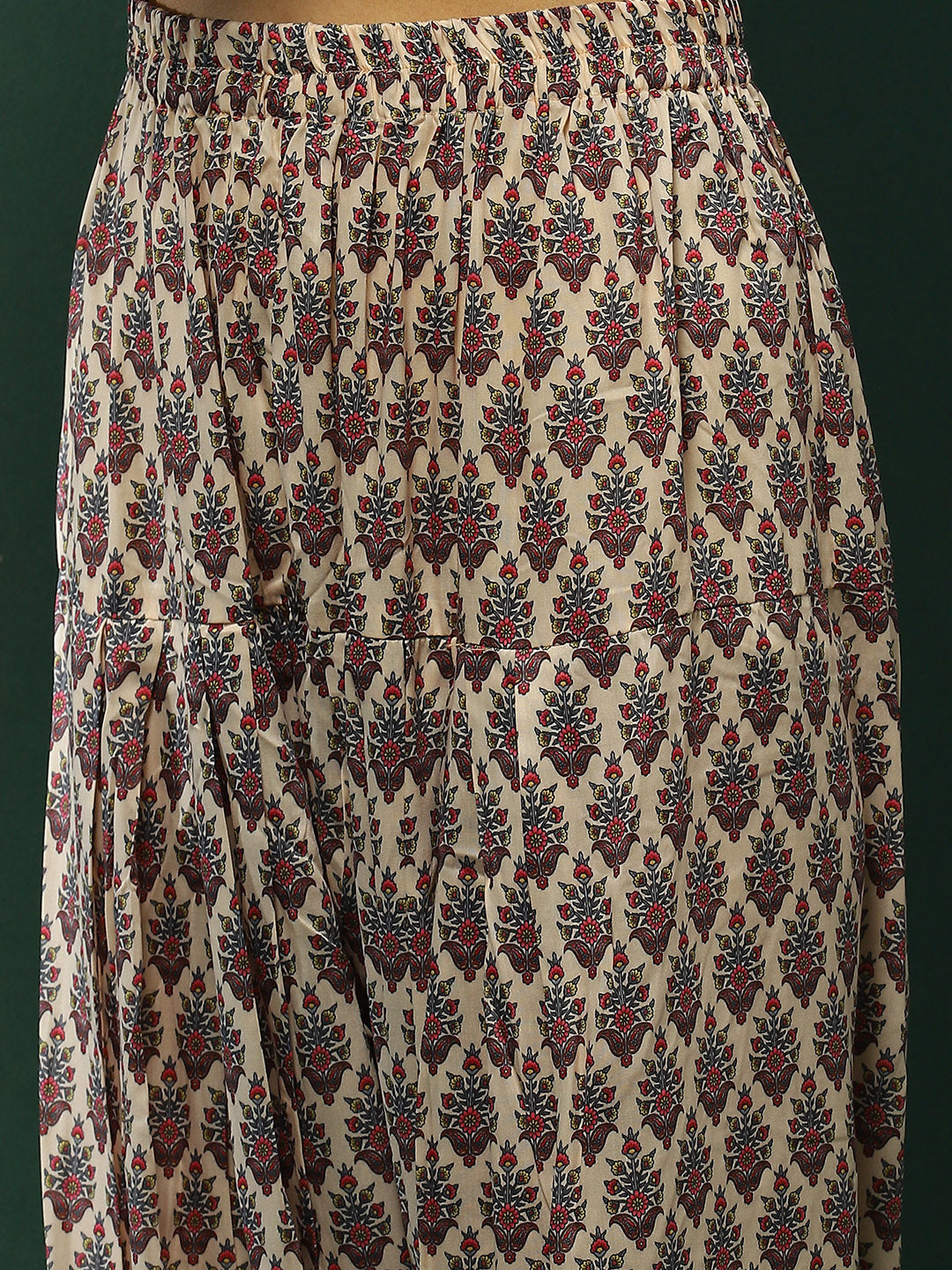 Maroon Floral Print Pakistani Kurta Salwar With Dupatta - Elganza