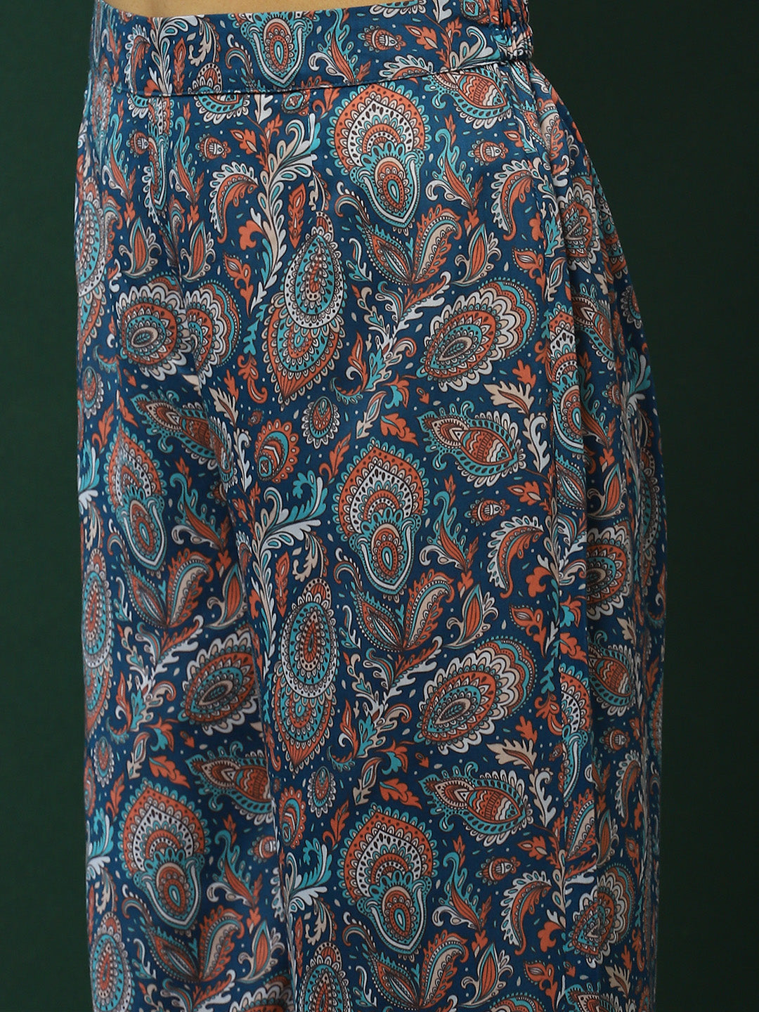 Blue Persian Motif Suit Set with Dupatta - Elganza