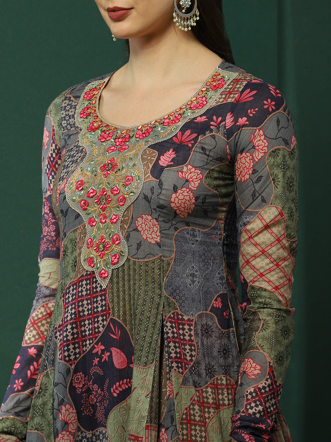 Floral Print Kurta Sharara With Dupatta - Elganza
