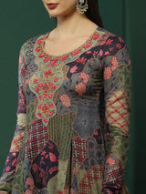 Floral Print Kurta Sharara With Dupatta - Elganza