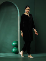 Black Kurta With Pakistani Salwar - Elganza