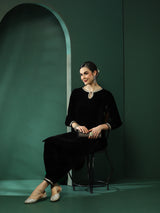 Black Kurta With Pakistani Salwar - Elganza