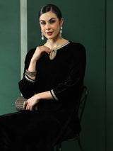 Black Kurta With Pakistani Salwar - Elganza