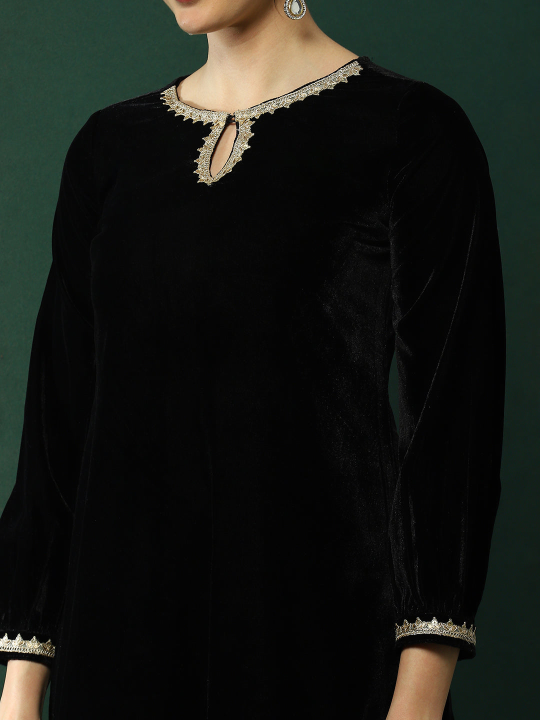 Black Kurta With Pakistani Salwar - Elganza