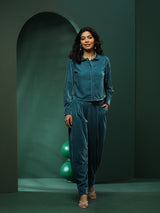 Blue Solid Co-Ords Set - Elganza