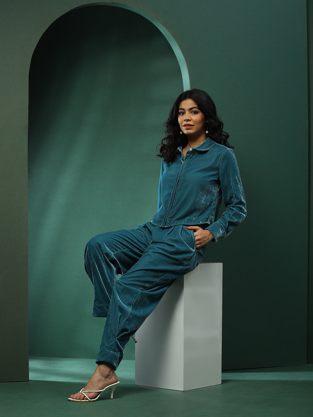 Blue Solid Co-Ords Set - Elganza