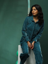 Blue Solid Co-Ords Set - Elganza