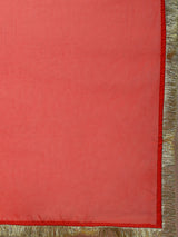 Red Bandhani Print Anarkali Pant With Lace Detailed Dupatta