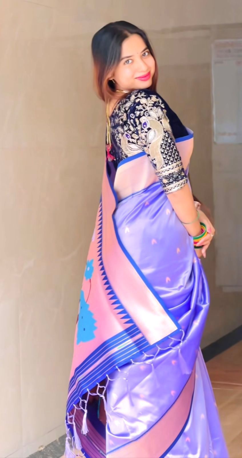 ✨ Super Hit Pure Silk Saree – Pure Soft Gold Zari Kanchivram Paithani Silk with Contrast Kadiyal Border & Heavy Mina Zari Pallu