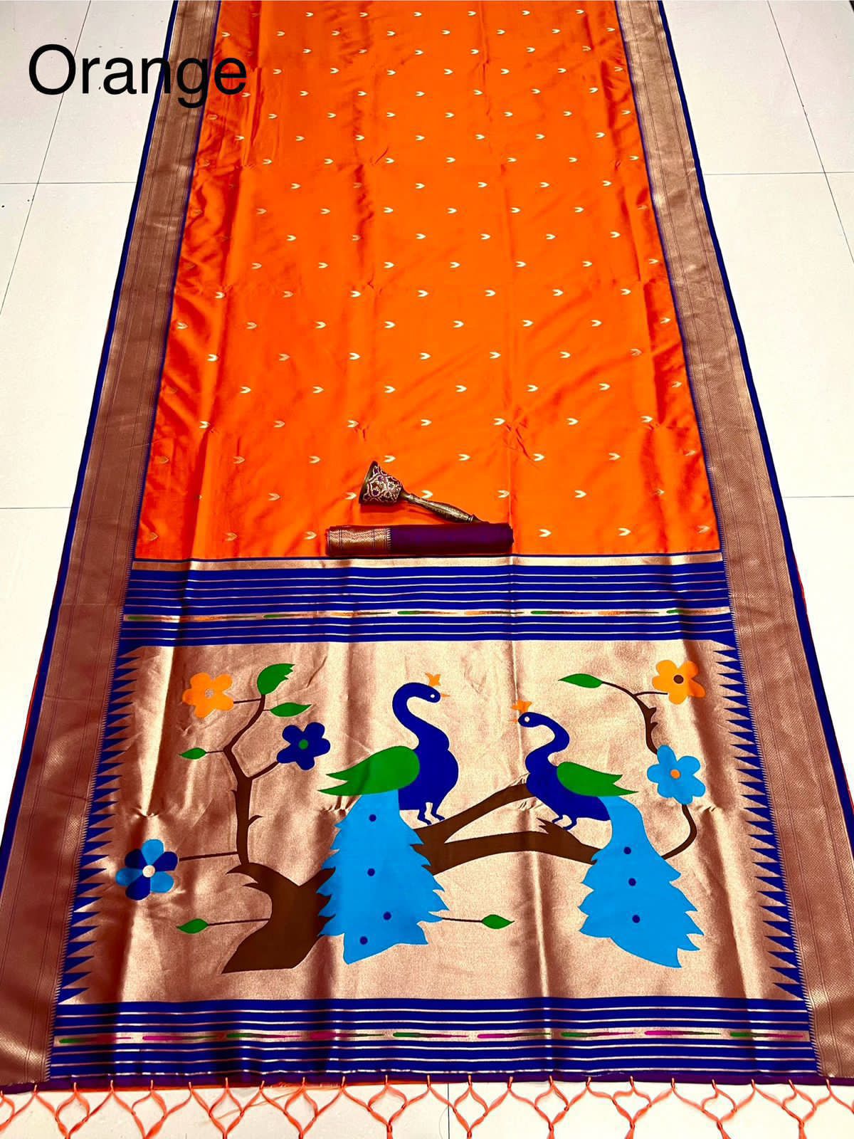 ✨ Super Hit Pure Silk Saree – Pure Soft Gold Zari Kanchivram Paithani Silk with Contrast Kadiyal Border & Heavy Mina Zari Pallu