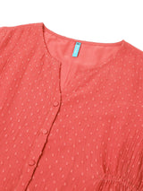 Women's Plus Size Mauve Dobby Chiffon Self Design A-line Kurta