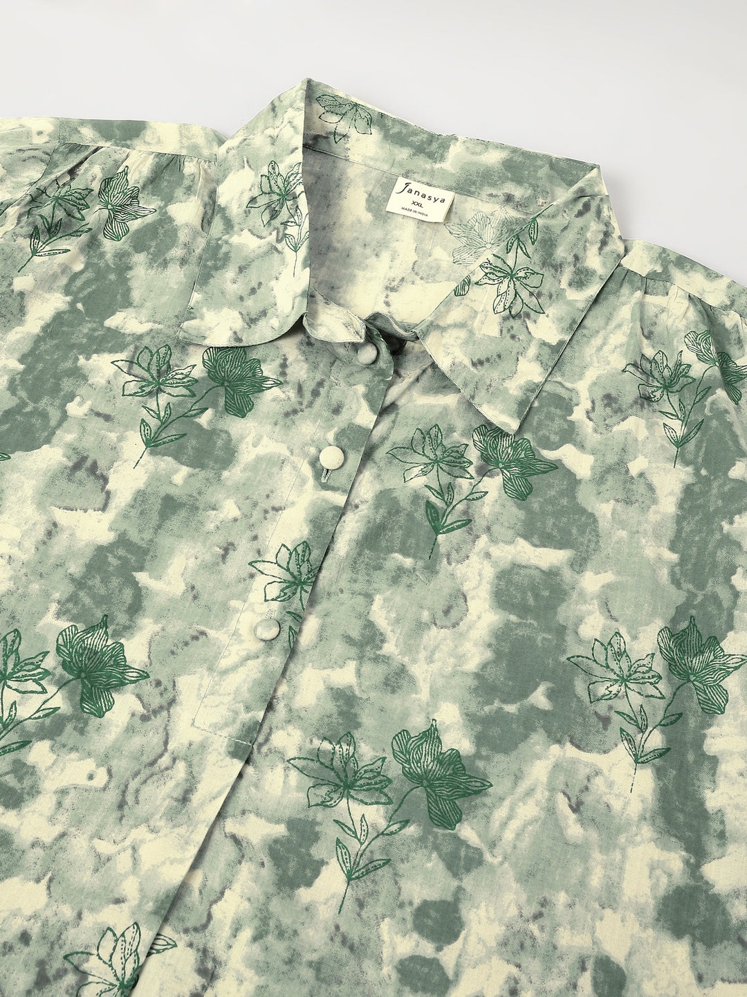 Plus Size Aqua Pure Cotton Tie & Dye A-line Tunic