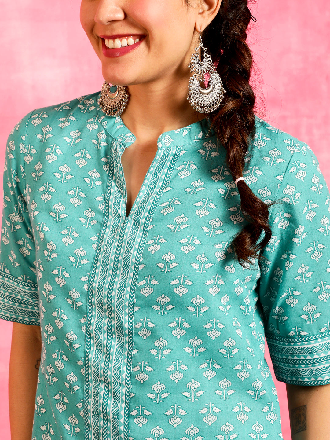 Blue Ethnic Motifs Kurta Pant With Dupatta - Elganza