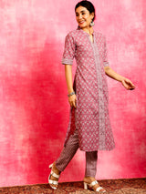Pink Ethnic Motifs Kurta Pant With Dupatta - Elganza