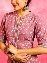 Pink Ethnic Motifs Kurta Pant With Dupatta - Elganza