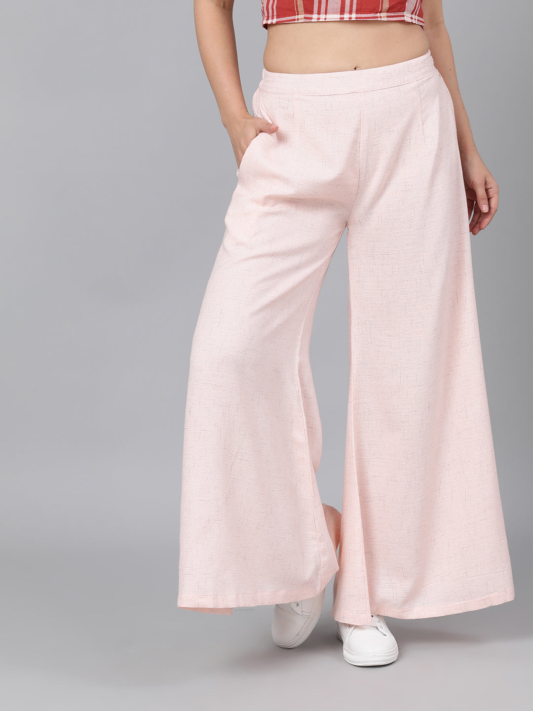 Peach Flared Palazzo - Elganza