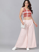 Peach Flared Palazzo - Elganza