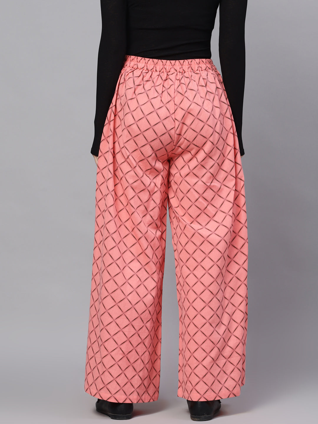 Pink Geometric Print Relaxed Fit Palazzo - Elganza