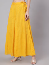 Yellow Ankle-Length Flared Palazzo - Elganza