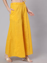 Yellow Ankle-Length Flared Palazzo - Elganza