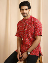 Red Printed Kurta - Elganza