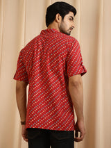 Red Printed Kurta - Elganza