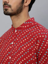 Red Printed Kurta - Elganza