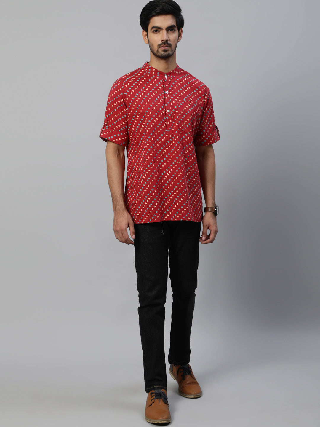 Red Printed Kurta - Elganza