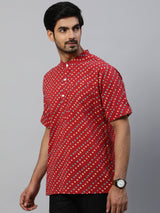 Red Printed Kurta - Elganza