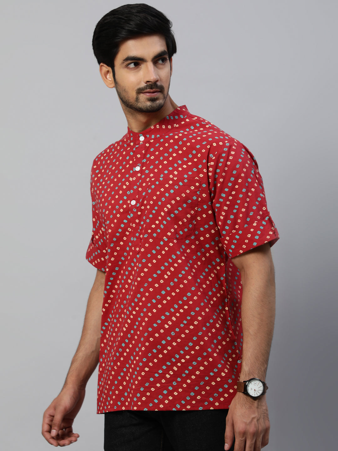 Red Printed Kurta - Elganza