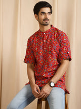 Red Patola Print Kurta - Elganza
