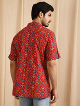 Red Patola Print Kurta - Elganza