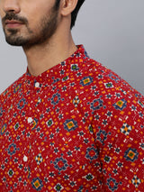 Red Patola Print Kurta - Elganza