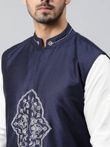 White Kurta With Embroidered Nehru Jacket