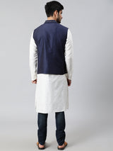 White Kurta With Embroidered Nehru Jacket