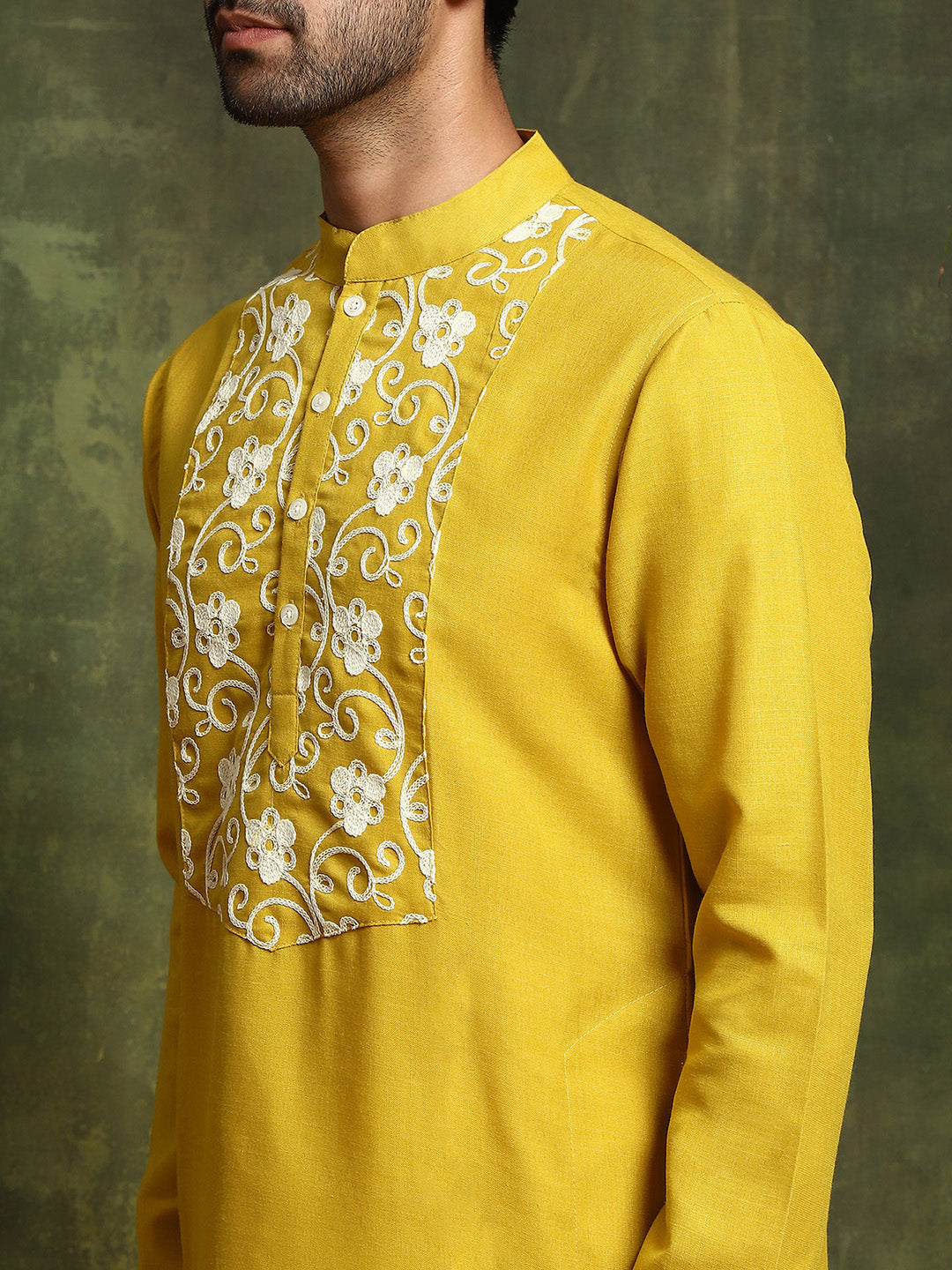 Yellow Floral Embroidered Couple Combo - Elganza
