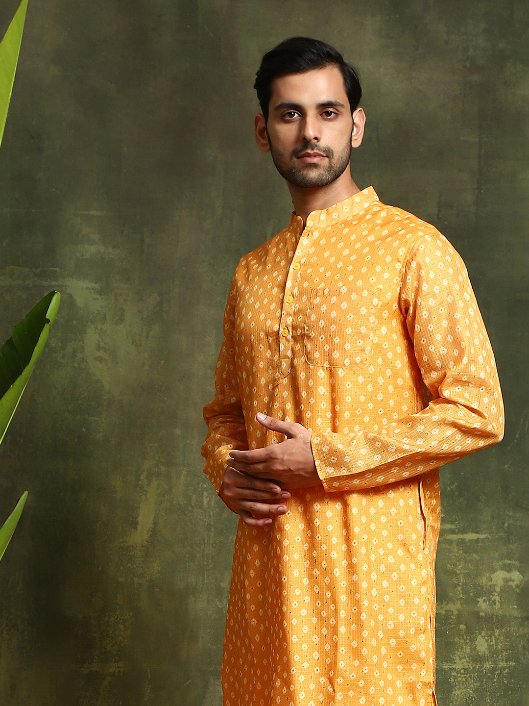 Yellow Digital Print Long Kurta